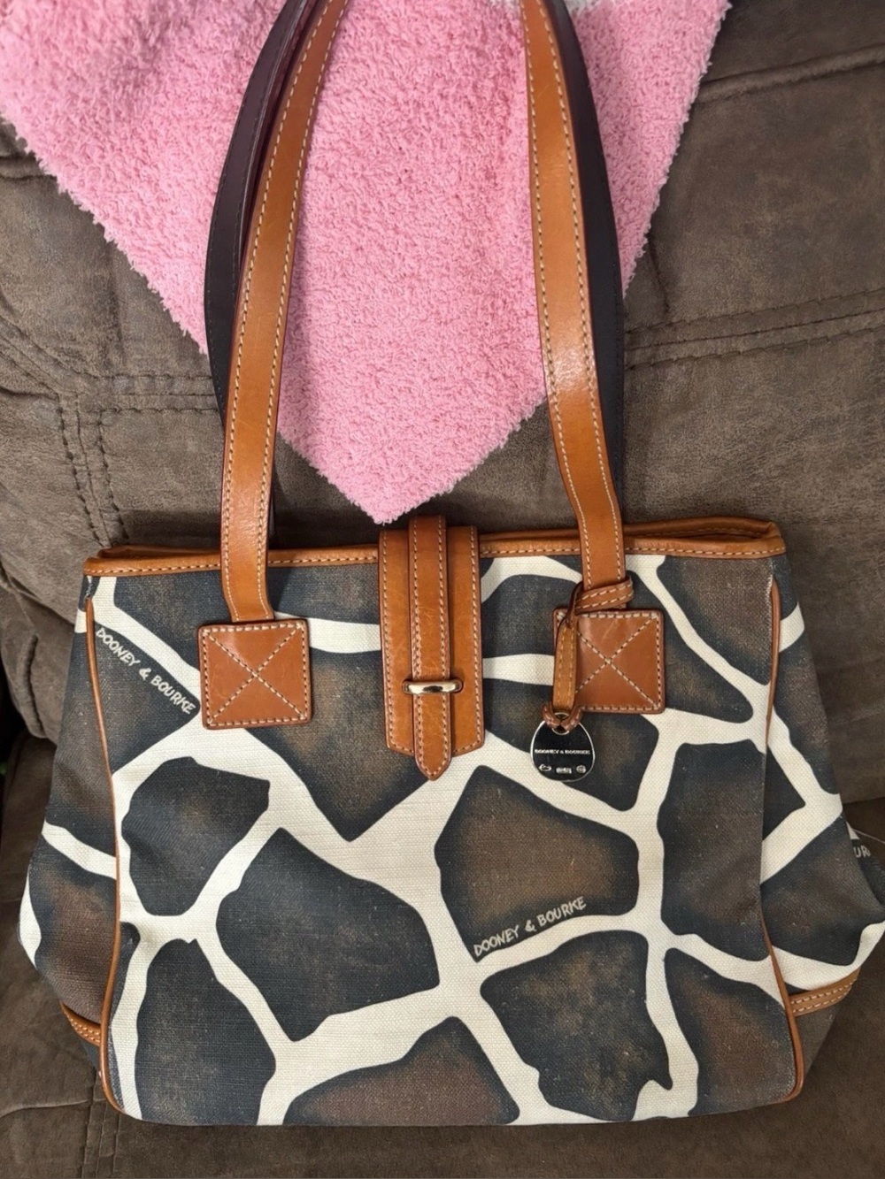 Dooney & Bourke Brown and Black Giraffe-Print Shoulder Bag